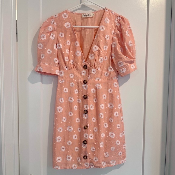 Sundae Muse Women's Pink Floral Button Down Mini Dress Size US 2 - Picture 1 of 7